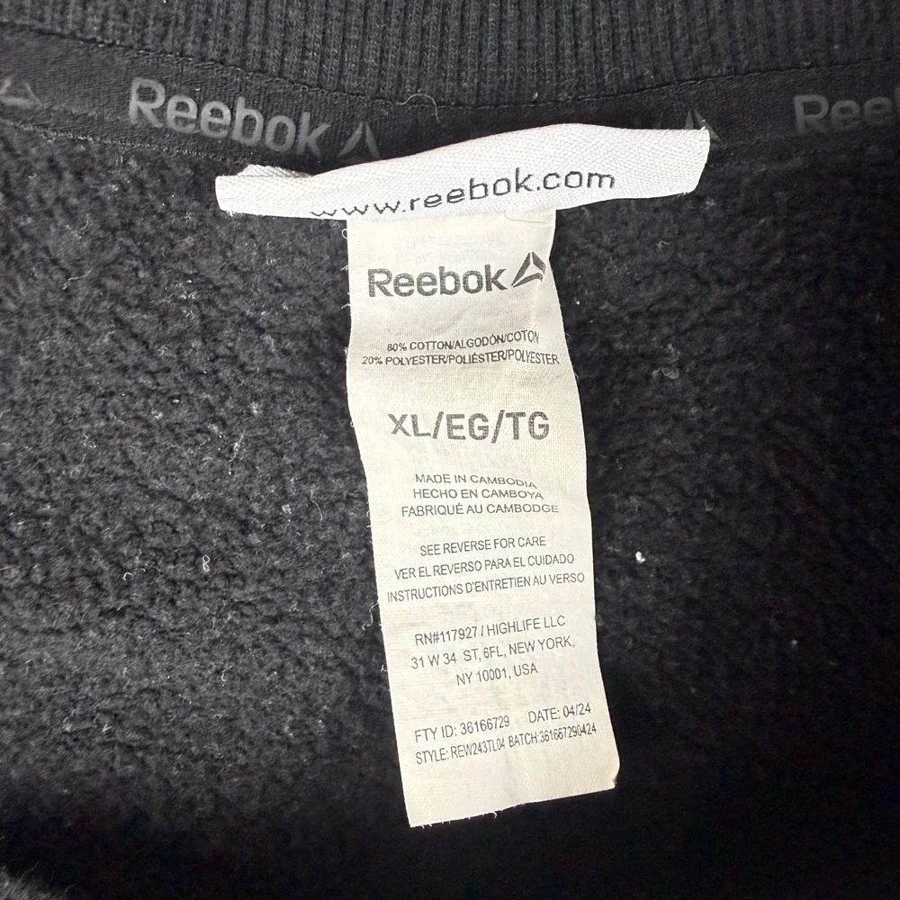Reebok Mens Black Double Logo Fleece Crewneck Sweatshirt XL REW243TL04 - Picture 5 of 9